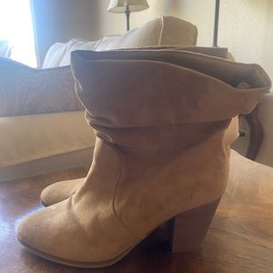 Brown fall pseudo suede heel boots, size 11